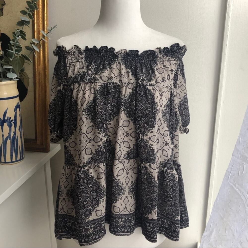 Joie Silk Puff-Sleeve Off-The-Shoulder Blouse